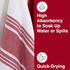 All-Clad Dual-Purpose Kitchen Towels: Highly Absorbent - 100% Cotton, 17"x30" Dish Towels for Cleaning & Drying Dishes & Glassware, 3-Pack, Chili