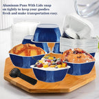 30PCS 7.8OZ Mini Cake Pans with Lids - Individual Cupcake Containers for Birthday Party, Navy Blue