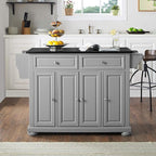 Crosley Furniture Alexandria Granite Top Rolling Kitchen Island Storage Cart, Microwave Stand, Spice Rack, Gray