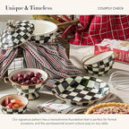 MACKENZIE-CHILDS Enamel Everyday Bowl, Serving Bowl for Entertaining, Extra-Small, Black-and-White Courtly Check, Set of 1