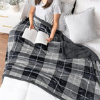 PAVILIA Charcoal Dark Grey Sherpa Throw Blanket for Couch, Plush Flannel Fleece, Soft Fuzzy Cabin for Sofa Bed, Warm Cozy Winter Gift, 50x60