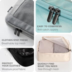 Aerotrunk Compression Packing Cubes for Travel - Luggage Organizer Bags - Double Zipper Packing Cubes for Suitcases (6-Pack, Black)