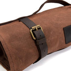Dickies Chef Knife Roll Bag Portable Organizer and Cutlery Storage Roll, Waxed Canvas and Leather, Medium