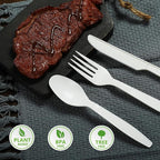 Compostable Spoon,100 Biodegradable Silverware for Party,Large Disposable Utensil Eco Friendly Durable and Heat Resistant,Alternative to Plastic Spoon