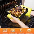 Herogo 8 x 8 Baking Pan Set of 2, Non-Stick Square Cake Pan for Oven, Stainless Steel Black Lasagna Brownies Casseroles Cakes Bakeware, Oven safe