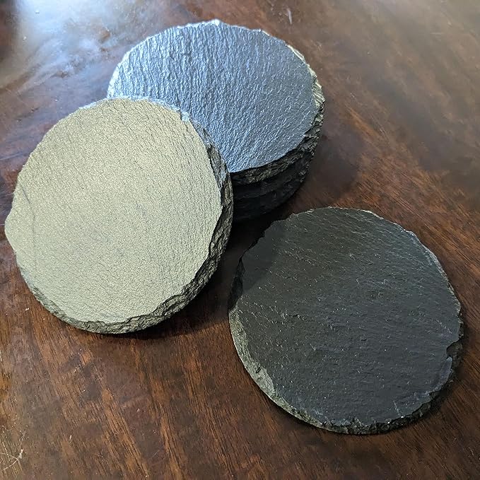 Ride The Fire: Flaming Chopper Motorcycle Coasters - Round Slate - Set of 8