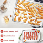 E-far Cookie Sheet for Baking, 18”x13” Stainless Steel Baking Sheet Pan for Oven, Large Non Toxic Metal Baking Tray for Cake Cookies, Healthy & Rust Free, Mirror Finish & Dishwasher Safe, 1 Pack