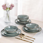 AmorArc Ceramic Dinnerware Sets,Handmade Reactive Glaze Stoneware Plates and Bowls Sets,Highly Scratch Resistant | Dishwasher & Microwave Safe Dishes Set,Service for 8 (24pc)
