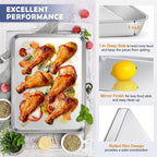 16 Inch Baking Sheet Pan with Rack Set, Joyfair Stainless Steel Toaster Oven Pans Tray & Cooling Racks for Cookie/Jelly Roll/Bacon/Meat, Commercial Metal & Rust-free, Dishwasher Safe