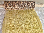 Embossing Rolling Pin FLORAL WREATH with Flowers Pattern. Dough and Clay Roller for Embossed Cookies and Pottery. Cookie and Ceramic Stamp. Backing Gifts for Women by Algis Crafts