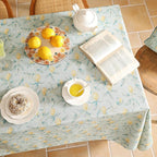 patdrea Designer Linen Green Small Square Tablecloth,Vintage Yellow Flowers Pattern Farmhouse Table Cloth,Home Table Cover Decor for Kitchen Dining Christmas,Thanksgiving,Party,55"x55"-Ania a