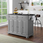 Crosley Furniture Alexandria Granite Top Rolling Kitchen Island Storage Cart, Microwave Stand, Spice Rack, Gray