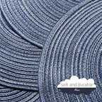 FunWheat Round Braided Placemats Set of 6 Place mats for Dining Tables Woven Heat Resistant Table Mats 15 inch (Blue)