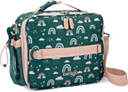 Bentgo Kids Lunch Bag - Durable, Double-Insulated Lunch Bag for Kids 3+; Holds Lunch Box, Water Bottle, & Snacks; Easy-Clean Water-Resistant Fabric & Multiple Zippered Pockets (Green Rainbow)