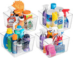ClearSpace Clear Plastic Storage Bins – XL 4 Pack Perfect for Kitchen,Fridge, Pantry Organization, Cabinet Organizers