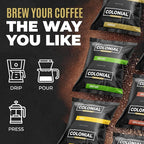 Colonial Coffee 100 Count Single Pot Coffee Packets – 100% Arabica Donut Shop Blend Medium Roast | Pre-Measured Frac Packs for 12 Cup Maker | Bulk Ground Gourmet Coffee for Home & Office