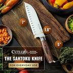 Cutluxe Santoku Knife – Ultra Sharp 7 Inch Vegetable Japanese Knife for Chopping, High Carbon Stainless Steel Blade, Full Tang Pakkawood Handle – Shinobi Series
