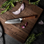 Santoku Knife 5 inches-Japan VG-10 Super Steel 67 Layer Damascus Steel-Sharp Kitchen Knife-Luxury Gift Box with Colored Wooden Handle-With Scabbard