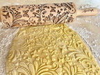 ROLLING PIN SPRING WOODDEN EMBOSSING ROLLING PIN with BUTTERFLIES and FLOWERS EMBOSSED COOKIES GIFT FOR MOTHER FRIEND
