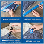Spacesaver 3 Pack Jumbo Vacuum Storage Bags - 40" x 30 Heavy Duty Blanket Storage Bag with Pump - Space Saver for Clothes, Comforters, and Bedding - Compression Bags to Store Blankets for Travel