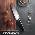 Kitchen Knife Set, 6 PCS Knife Sets for Kitchen with Block, X50CrMoV15 High Carbon German Steel Knife Set, Space-Saving Design for Home and Professional Kitchens, Black