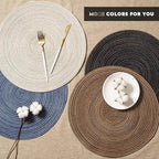 FunWheat Round Braided Placemats Set of 4 Place mats for Dining Tables Woven Heat Resistant Table Mats 15 inch for Fall(E Brown, 4pcs)