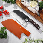 SHANGDAO 7" Deba Knife, Hand Forged Cleaver Butcher Knife for Meat Cutting, Japanese Kitchen Viking Knife with Sheath, Cooking Knife for Kitchen and Outdoor Camping, Thanksgiving Christmas Gifts