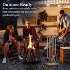 2WAYZ FLAMELY 5-Piece Fireplace Tools Set - Includes Fire Poker, Shovel, Brush, Tongs, Stand - Heavy-Duty Fireplace Accessories and Fire Tools for Indoor or Outdoor Use