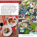 300 Pieces Christmas Red Plastic Silverware Heavy Duty Plastic Cutlery Set Heavyweight Disposable Flatware Includes Spoons Forks Knifes for Party Prom Night Wedding Dinner