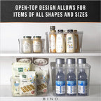 BINO | Plastic Storage Bins, Square - 3 Pack | THE LUCID COLLECTION | Multi-Use Bins | Built-In Handles | BPA-Free | Clear Containers | Fridge Organizer | Pantry & Home Organization