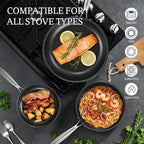 KITEXPERT Non Stick Frying Pans with Lid, 10" Titanium Ceramic Pan Nonstick Stainless Steel Skillet, PFAS PFOA & PTFE Free, Quick-Cool Handle, Dishwasher & Oven Safe, Compatible with All Cooktops