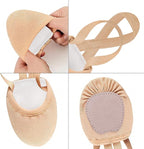 2Pcs Women's Canvas Half Soles Dance Shoes Turners Dance Shoes Lyrical Pirouette Shoes for Ballet