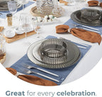 Exquisite 40 Piece Plastic Disposable Plates Set For 20 Guests I 20 X 9 Inch & 20 X 11 Inch Disposable Plastic Plates | Color: Brown | Great for Weddings Parties And Formal Occasions