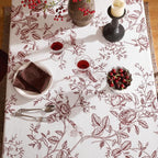 ISAENNE Designer Vintage Linen Square Tablecloth,Red Floral Pattern Linen Stain Resistant Table Cloth,Decor Tablecloths for Dining Thanksgiving Kitchen Christmas Party,67"*67"-Harmony