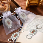 Misdary 24 Pcs Our Lady of Guadalupe Bottle Opener Keychain Catholic Bottle Opener with Organza Baptism Party Favor for Guest