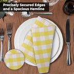 Urban Villa Cotton Dinner Napkins Set of 6, Highly Absorbent 20x20 Inches Premium Cloth Napkins Hotel Quality Reusable & Washable Table Dinner Napkins for Home & Weddings - Yellow/White, Checks