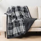 PAVILIA Premium Sherpa Twin Size Blanket | Plaid Design Flannel Fleece Twin Bed Blanket | Plush, Soft, Cozy, Warm, Lightweight Microfiber, Reversible, All Season Use (Plaid Charcoal , 60 x 80 Inches)