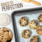 NutriChef 2-Piece Large & Medium Cookie Sheets for Baking - Non Stick Baking Sheet for Cookies, Sheet Cakes & Roasting - Dishwasher Safe - Gray