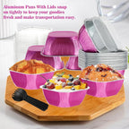 30PCS 7.8OZ Mini Aluminum Pans with Lids, Disposable, Magenta, Perfect for Birthday, Wedding Occasions