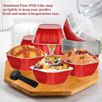 30PCS Mini Cake Tins With Lids - 7.8OZ Aluminum Foil Baking Cups for Individual Cakes, Bundt Pans for Baking Party, Red