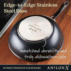 Anolon X Hybrid Nonstick Induction Stir Fry Wok Pan Cookware with Lid, Dishwasher Safe, Compatible with All Stovetops, 10 Inch - Charcoal Gray