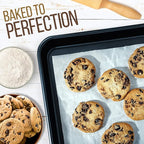 NutriChef 2-Piece Baking Sheet Non Stick - Premium Carbon Steel Cookie Sheets for Baking - Large and Medium Baking Trays for Oven - Blue Diamond