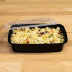TIYA Food Containers - 58 oz Bulk 150 Pack with Lids - Rectangular Plastic To-Go Containers - Reusable, Microwavable, Dishwasher Safe - Leak-Proof for Meal Prep - BPA-Free