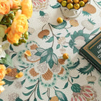 patdrea Designer Small Vintage Green Round Table Cloth,French Floral Country Linen Durable Tablecloth,Wrinkle Free Cover for Kitchen Dining,Christmas,Thanksgiving,Diameter 55"-Tree Life
