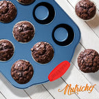 NutriChef 10-Piece Nonstick Bakeware Set - Deluxe Carbon Steel with Blue Silicone Coating, Red Handles, Professional Grade Kitchen Essentials, Ideal for Baking Cakes, Cookies, and More (Blue)