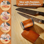 Rolling Knife Sharpener Kit for Kitchen – Chef Knife Sharpening Tool with 15° & 20° Magnetic Angle, Wooden Roller Base, Diamond Discs – Easy Manual Sharpener System