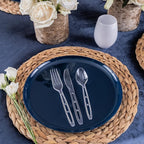 Party Bargains Emerald Clear Plastic Silverware 360 pcs Set: 180 Forks, 120 Spoons, 60 Knives. Heavy Duty Elegant Cutlery Disposable Utensils Combo Pack Fundraising, Catering, Galas, Cocktail Parties