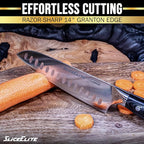 SliceElite Slice Series 7 Inch Santoku Knife High Carbon German Steel Blade Full Tang Pakkawood Handle Polymer Blade Guard Sharp Kitchen Knife for Meat Cutting Chopping BBQ Cooking Chef Vegetable
