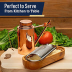 Cheese Grater with Container - Stainless Steel Cheese Grater with Cherrywood Serving Bowl - Fine Shredder Kitchen for Hard Cheese, Spices, and Zesting - Italian Kitchen Gadgets by Kings County Tools