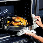 HexClad Hybrid Nonstick Small Roasting Pan with Rack, Dishwasher-Friendly, Oven-Safe Up to 900°F, Compatible with All Cooktops